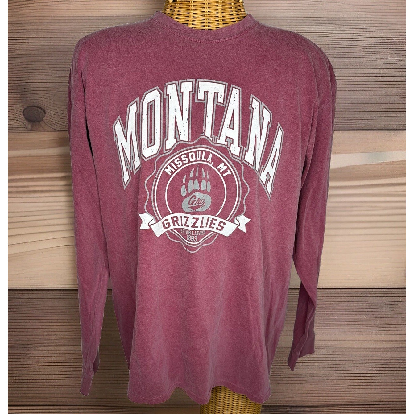 Montana Grizzles Mens Long Sleeve Shirt Brand Blue 84 Size Large New